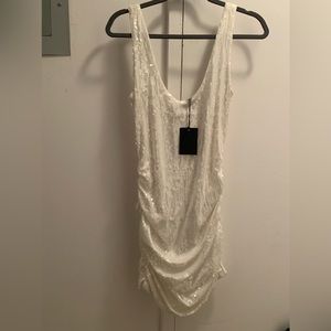NBD white sequin dress